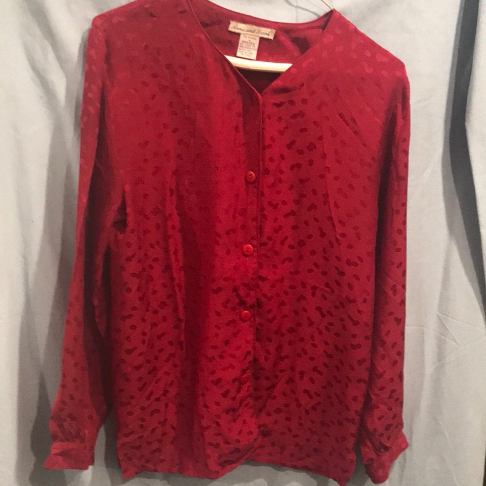 Women long sleeve blouse buttons down front size small petite